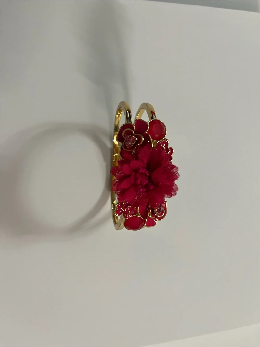 Talbots bright hot pink Floral Statement Necklace, Bracelet & Earrings Set